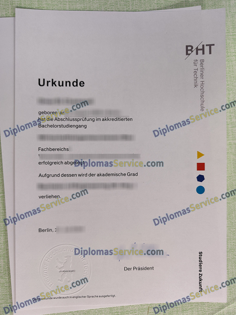BHT Berlin urkunde, Berliner Hochschule für Technik degree,