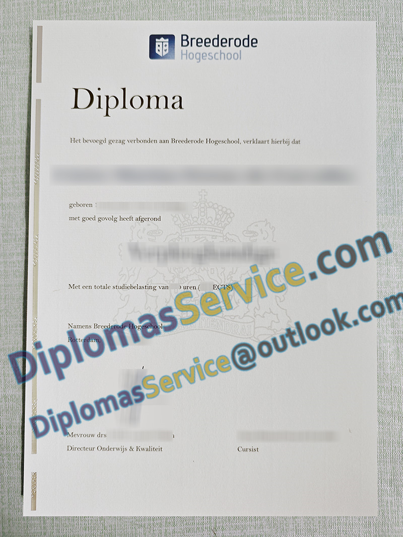 Breederode Hogeschool diploma, Breederode Hogeschool getuigschrift,