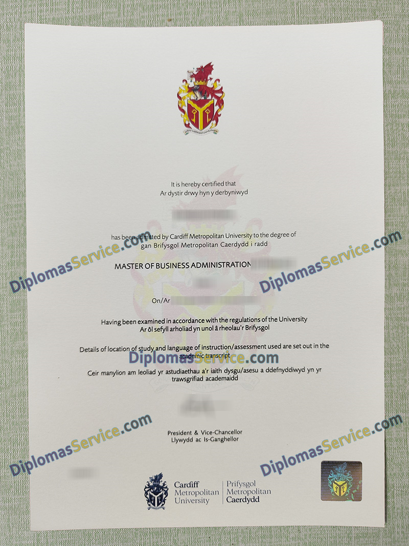 Cardiff Metropolitan University degree, Cardiff Metropolitan University certificate,