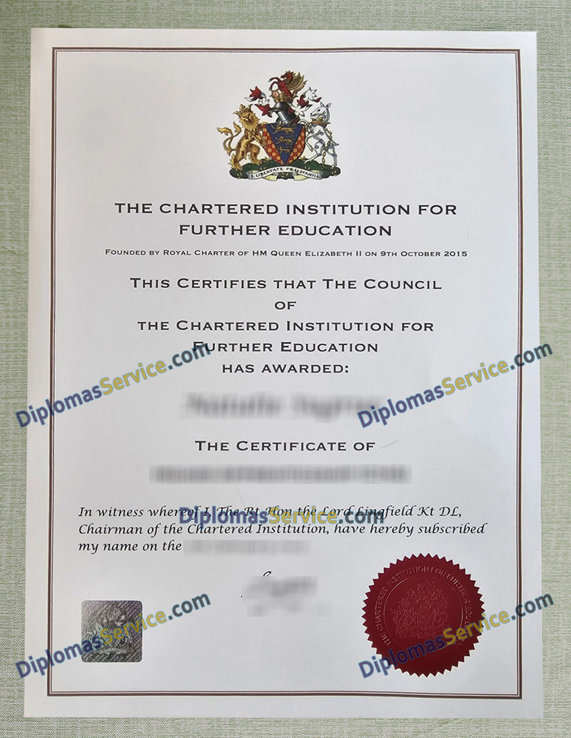 Chartered Institution for Further Education certificate, CIFE certificate,