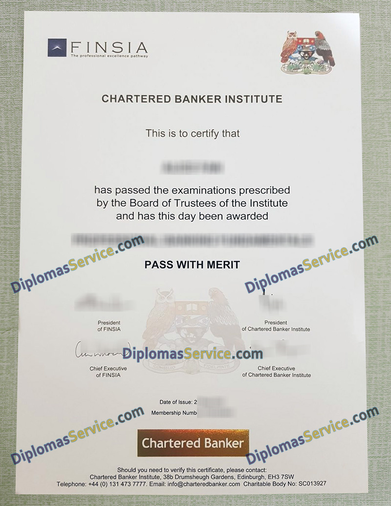 Chartered Banker Institute certificate