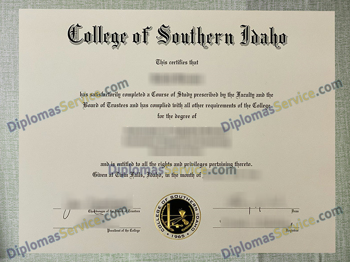 College of Southern Idaho diploma, College of Southern Idaho degree,