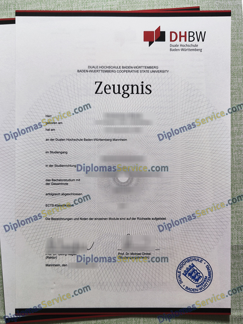 DHBW zeugnis, Duale Hochschule Baden-Württemberg transcript,
