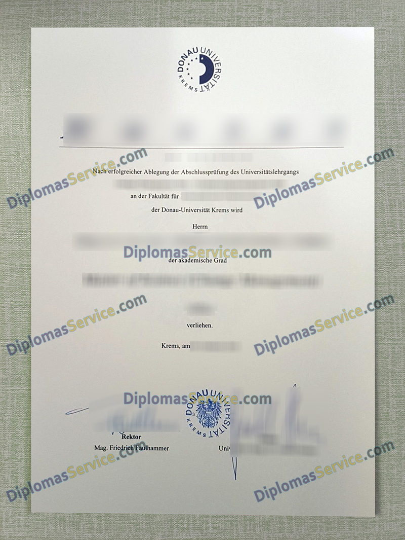 Donau-Universität Krems urkunde, Donau-Universität Krems diploma,