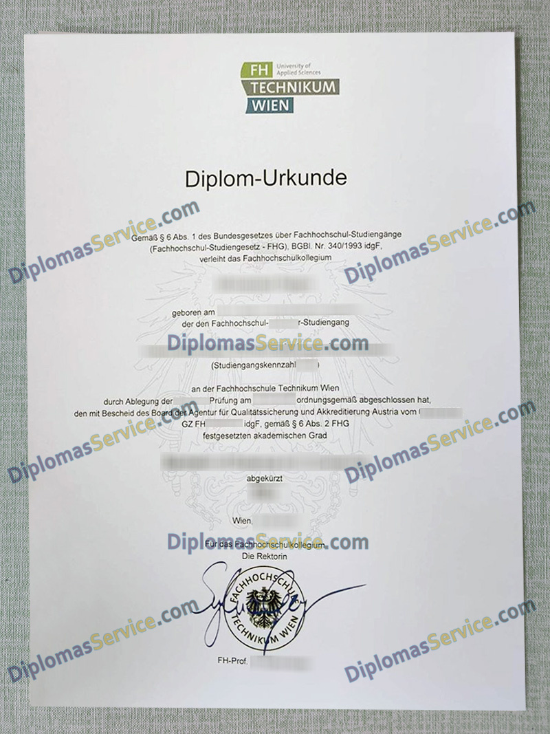 FH Technikum Wien diplom, FH Technikum Wien urkunde,