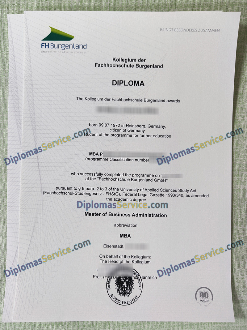 FH Burgenland diploma, Fachhochschule Burgenland degree,