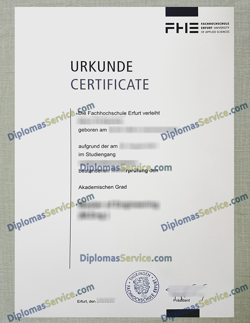 Fachhochschule Erfurt urkunde, Fachhochschule Erfurt  degree,