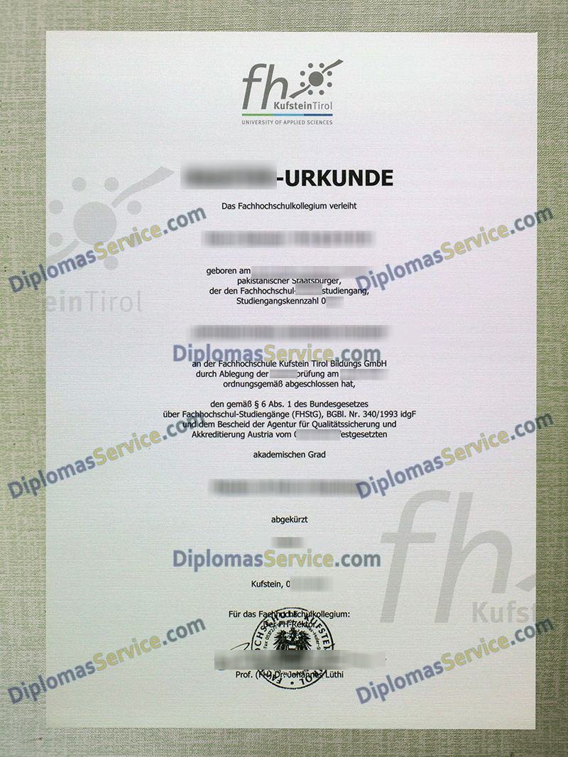 FH Kufstein Tirol urkunde, Fachhochschule Kufstein Tirol degree,
