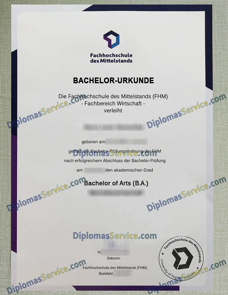 Fachhochschule des Mittelstands urkunde, Fachhochschule des Mittelstands degree,