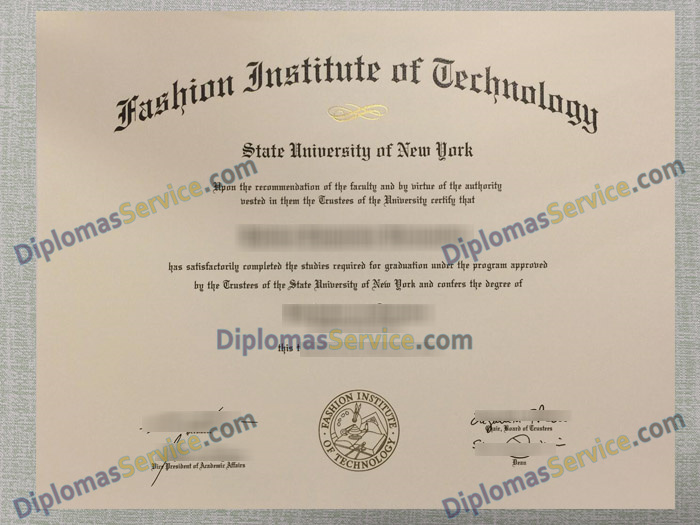 Fashion Institute of Technology diploma, Fashion Institute of Technology degree,