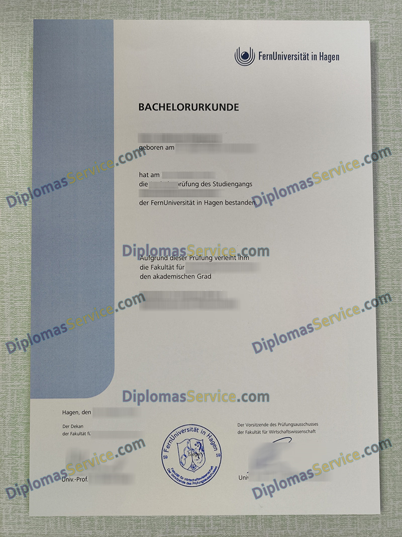 Fernuniversität in Hagen bachelorurkunde, FernUni Hagen degree,