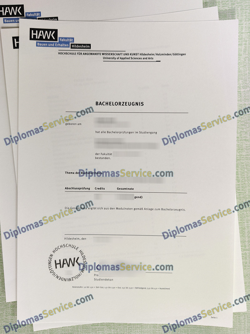 HAWK Hochschule zeugnis, HAWK Hochschule transcript,