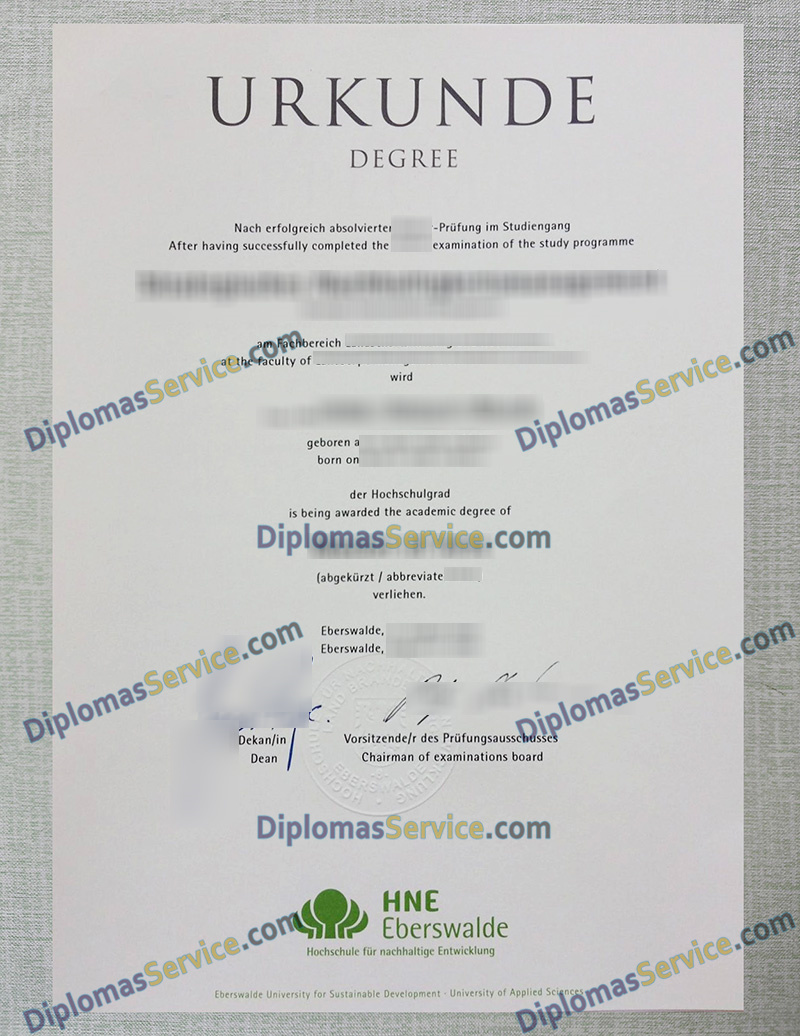 Hochschule für nachhaltige Entwicklung Eberswalde urkunde, HNE Eberswalde degree,