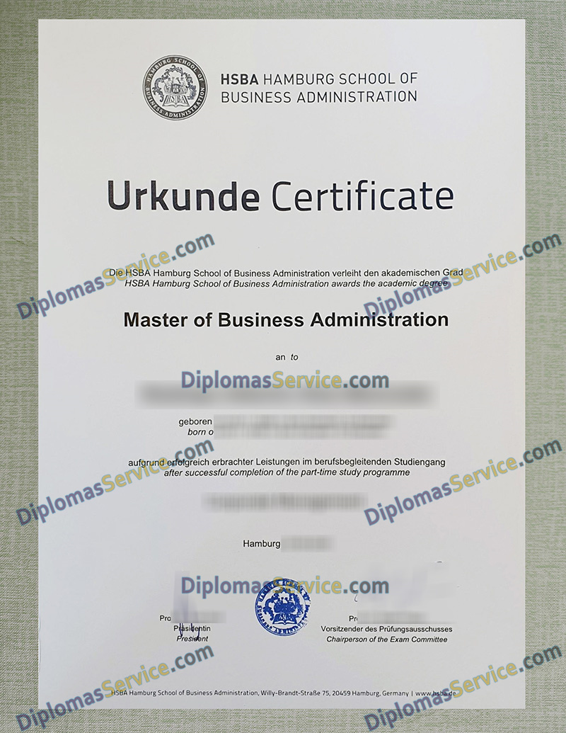 HSBA Hamburg School of Business Administration urkunde, HSBA Hamburg School of Business Administration degree,