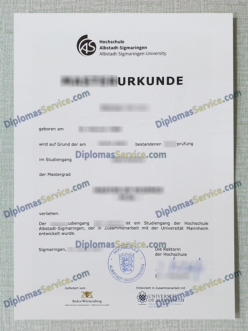 Hochschule Albstadt-Sigmaringen urkunde, Hochschule Albstadt-Sigmaringen degree,
