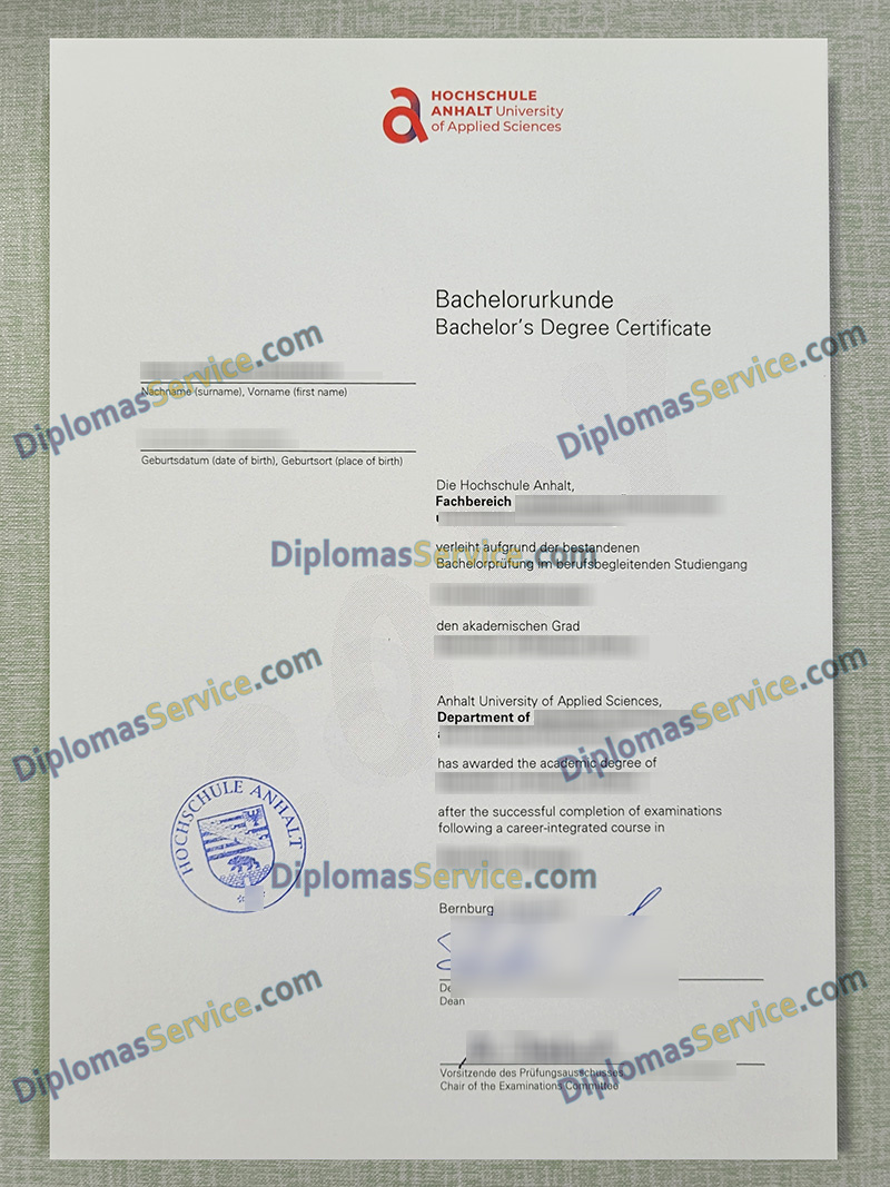 Hochschule Anhalt urkunde, Hochschule Anhalt degree,