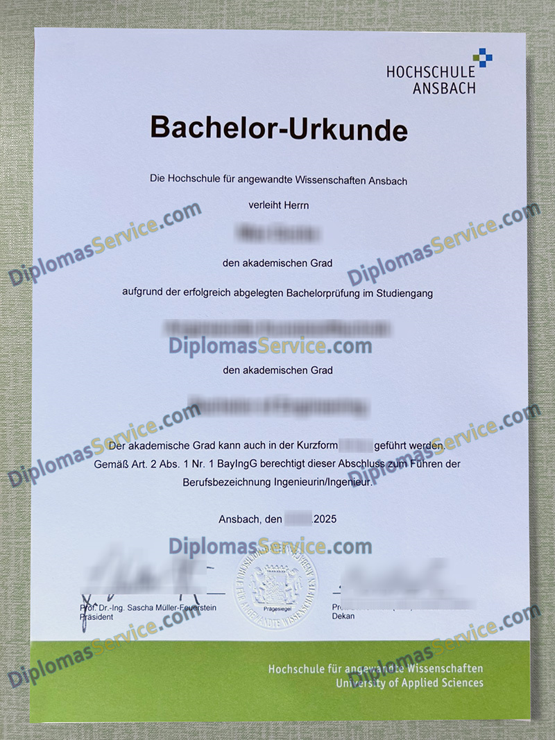 Hochschule Ansbach urkunde, Hochschule Ansbach degree,