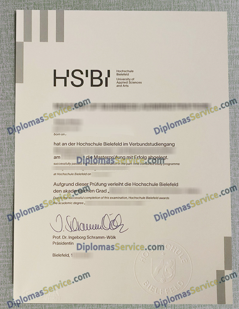 Hochschule Bielefeld urkunde, Hochschule Bielefeld degree,
