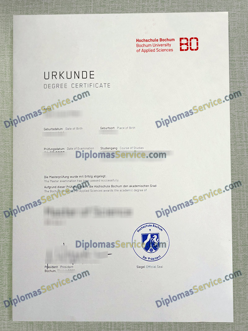 Hochschule Bochum urkunde, Hochschule Bochum degree,