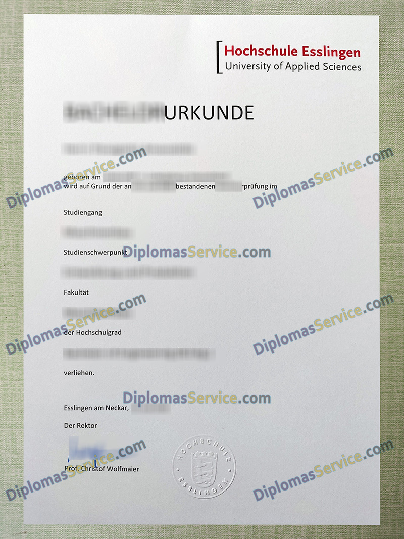 Hochschule Esslingen urkunde, Hochschule Esslingen degree,