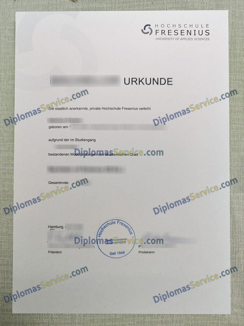 Hochschule Fresenius urkunde, Hochschule Fresenius degree,
