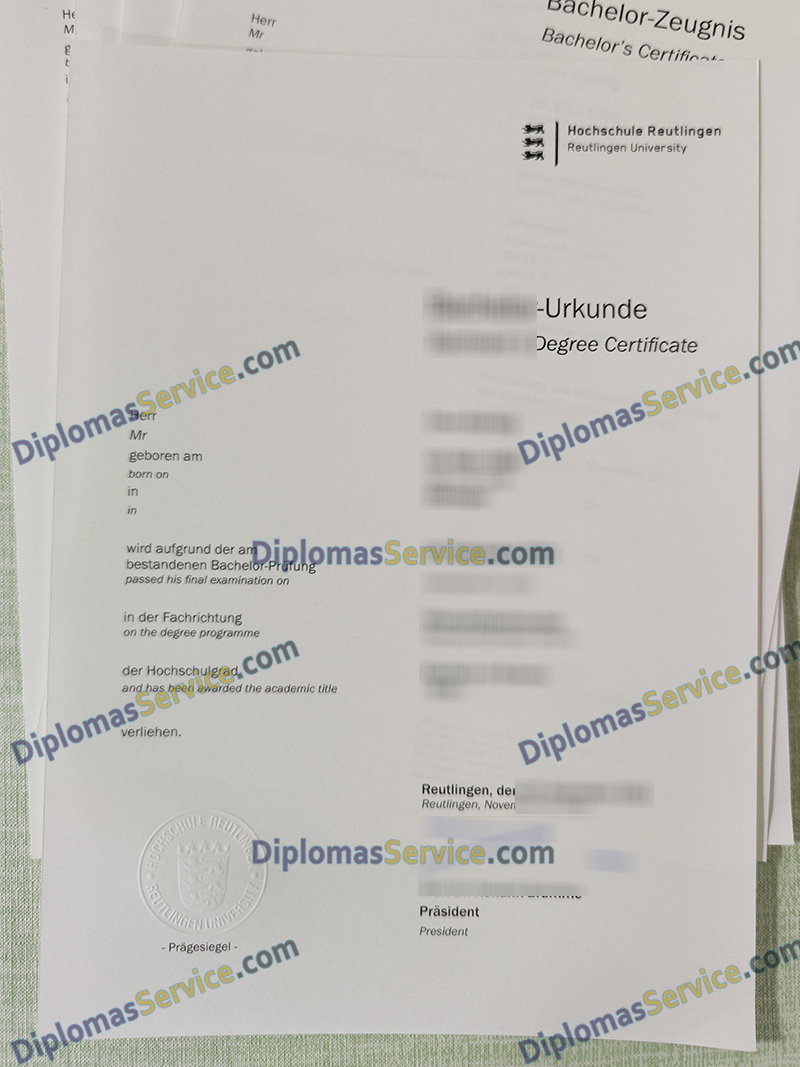 Hochschule Reutlingen urkunde, Hochschule Reutlingen degree,