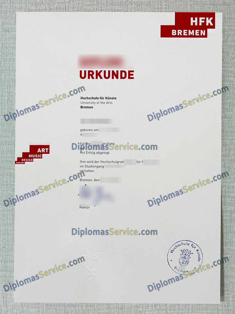 HfK Bremen urkunde, Hochschule für Künste Bremen degree,