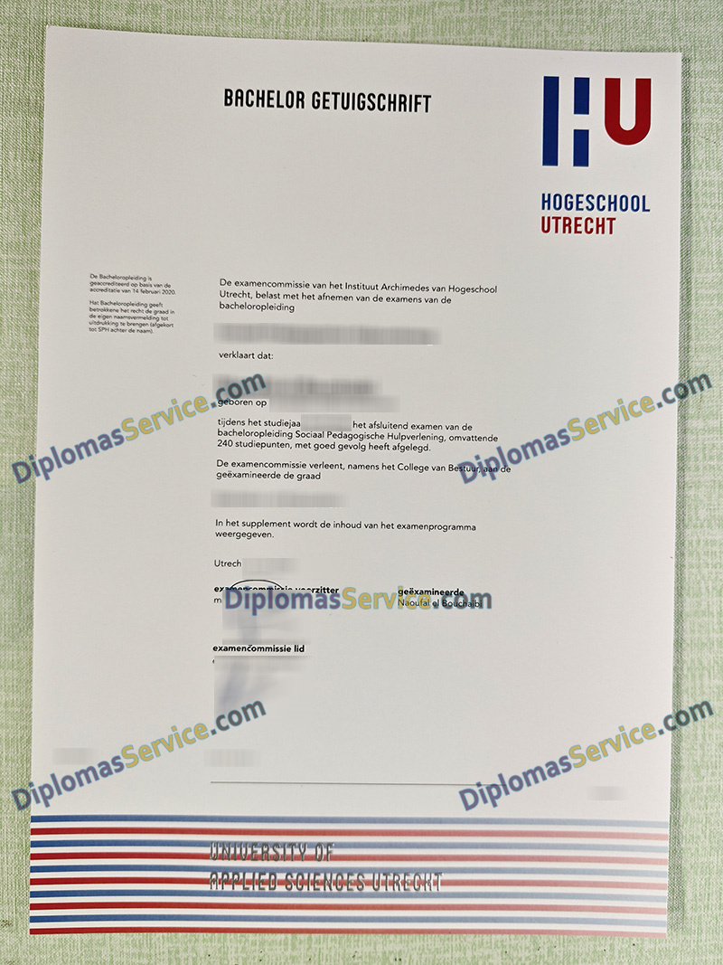Hogeschool Utrecht getuigschrift, Hogeschool Utrecht diploma,