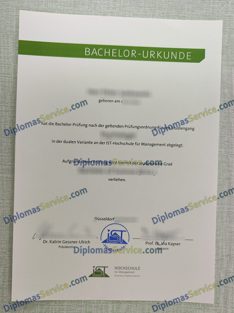 IST-Hochschule für Management urkunde, IST-Hochschule für Management degree,