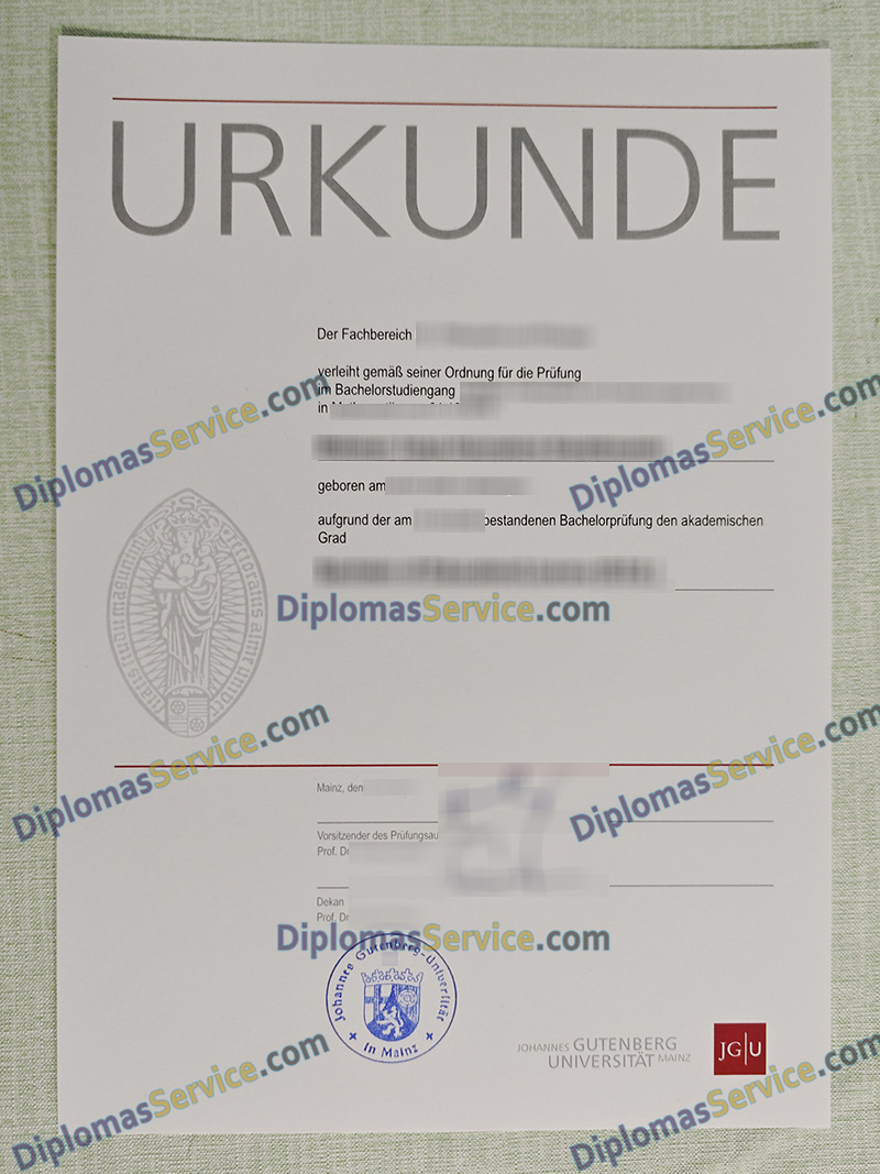 Johannes Gutenberg-Universität Mainz urkunde, JGU Mainz degree,