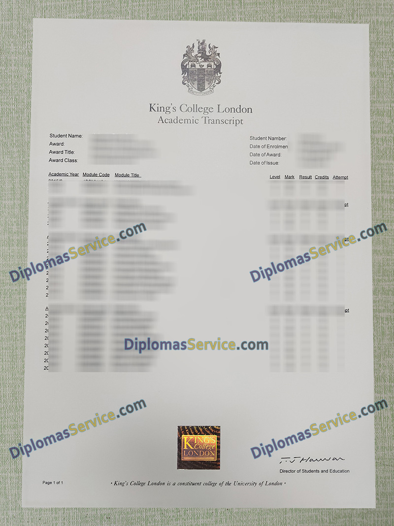 King's College London transcript