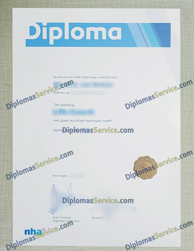 NHA Opleidingen diploma, NHA Opleidingen certificate,