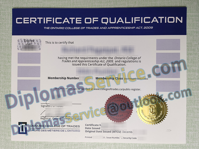Ontario College of Trade certificate