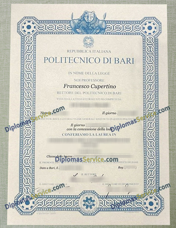 Politecnico di Bari diploma, Politecnico di Bari laurea,