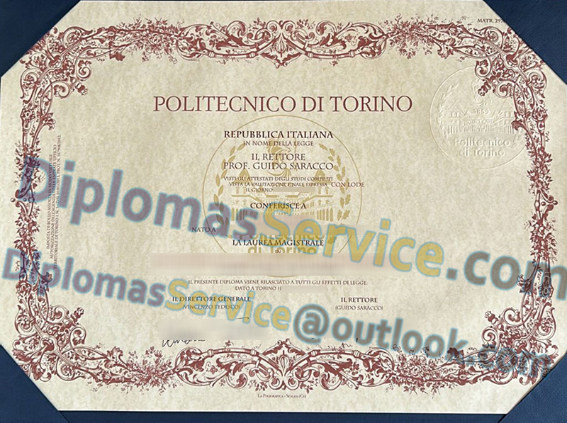 Politecnico di Torino diploma, Politecnico di Torino master degree,