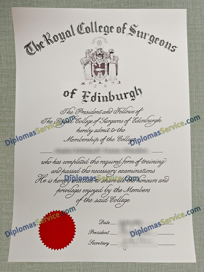 RCS Edinburgh member certificate, Royal College of Surgeons of Edinburgh certificate,