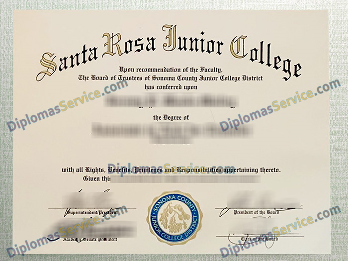Santa Rosa Junior College diploma, Santa Rosa Junior College certificate,