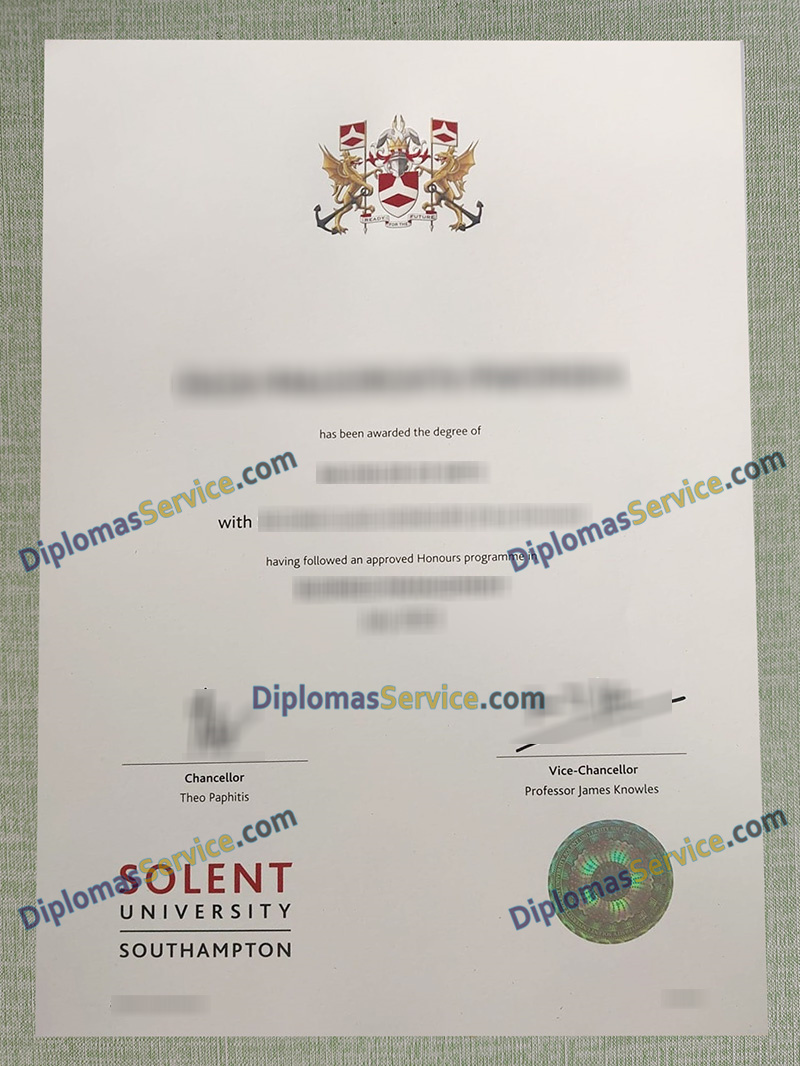 Southampton Solent University degree, Solent University certificate,