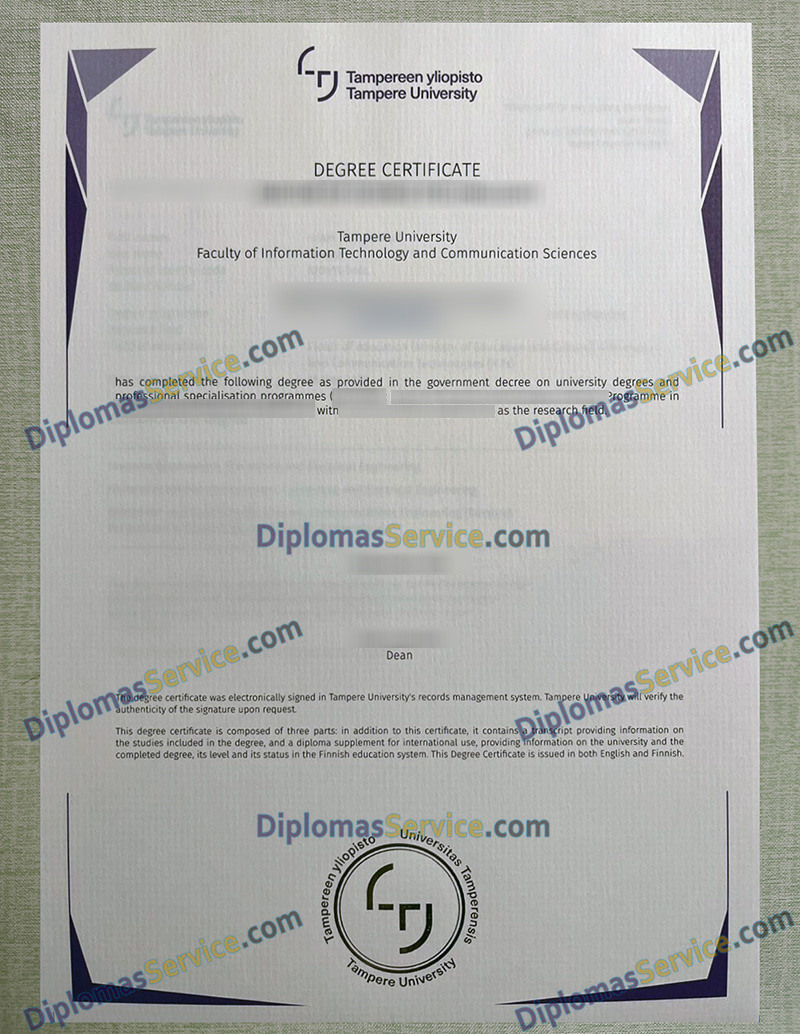 Tampere University degree, Tampere University diploma,