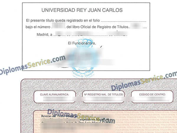 Universidad Rey Juan Carlos reverso del título