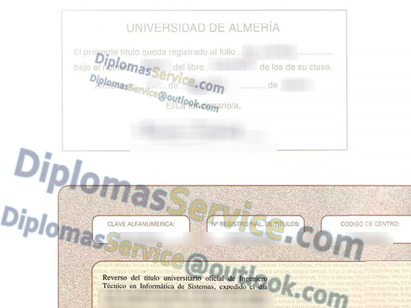 Universidad de Almería reverso del título