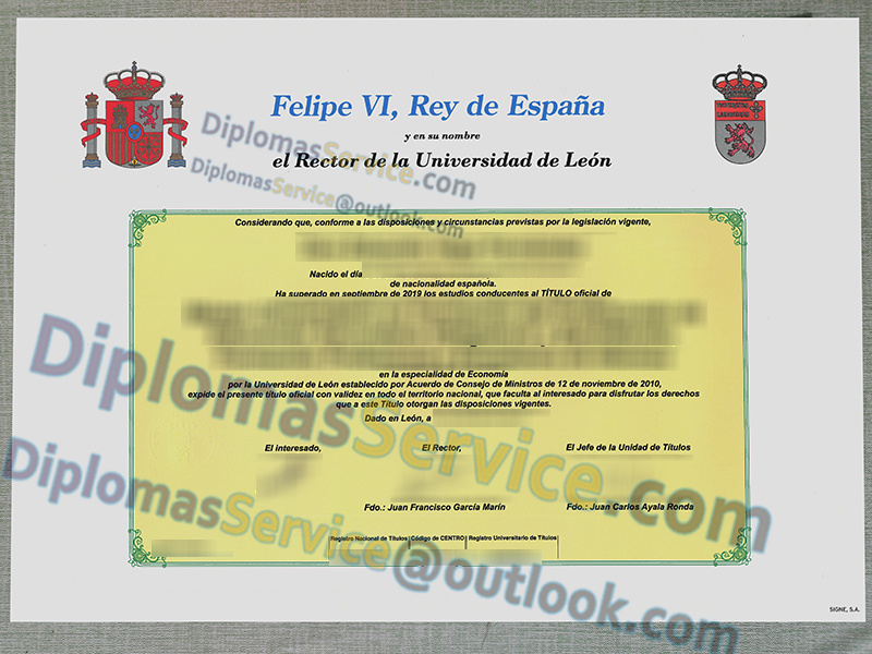 Universidad de León título, Universidad de León diploma,