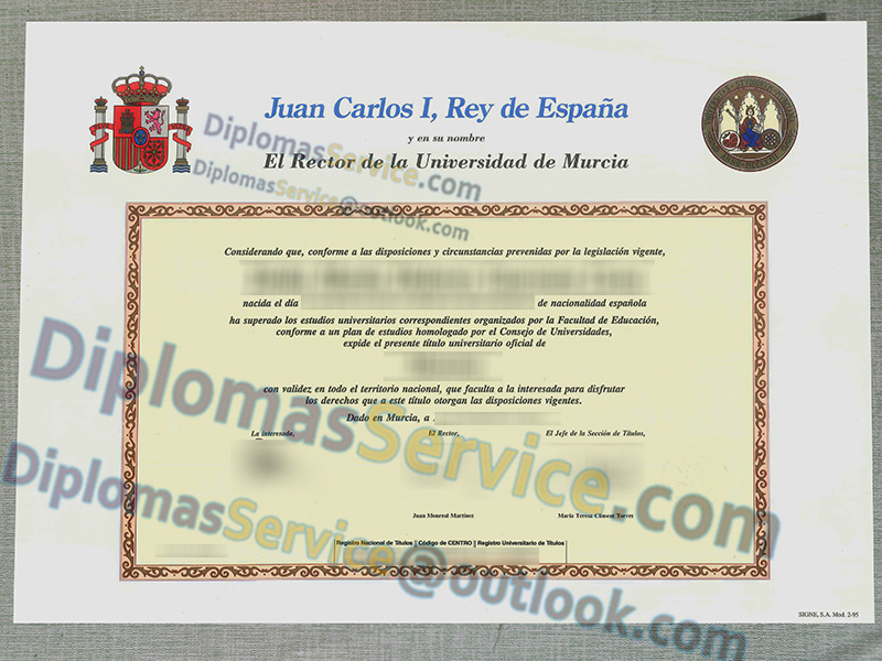 Universidad de Murcia título, Universidad de Murcia diploma,