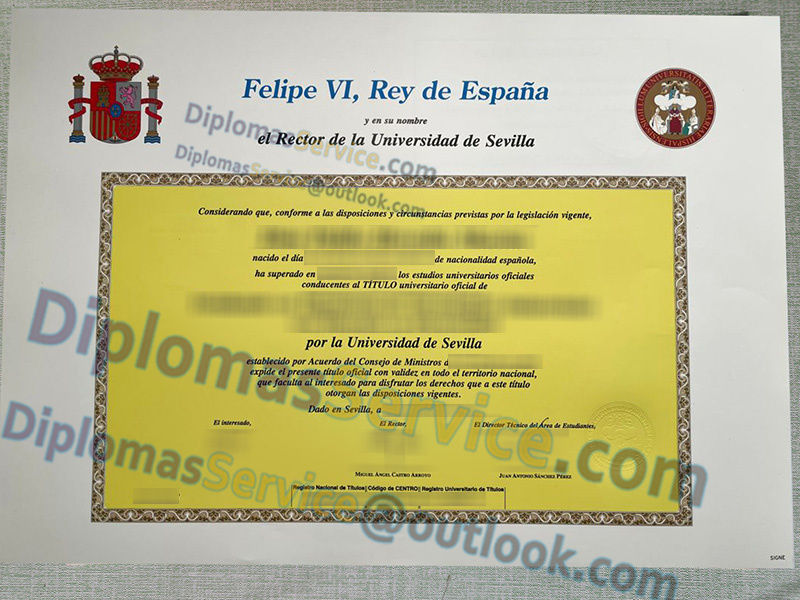 Universidad de Sevilla título, Universidad de Sevilla diploma,