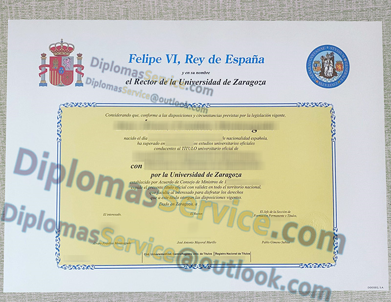 Universidad de Zaragoza título, Universidad de Zaragoza diploma,