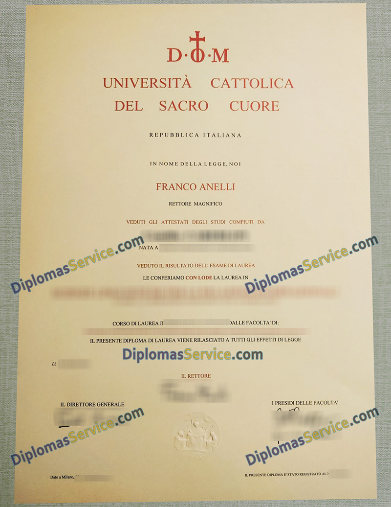 Università Cattolica del Sacro Cuore diploma, Università Cattolica del Sacro Cuore laurea,