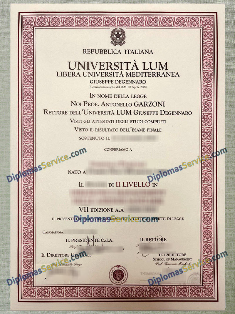 Università LUM diploma, Università LUM degree,