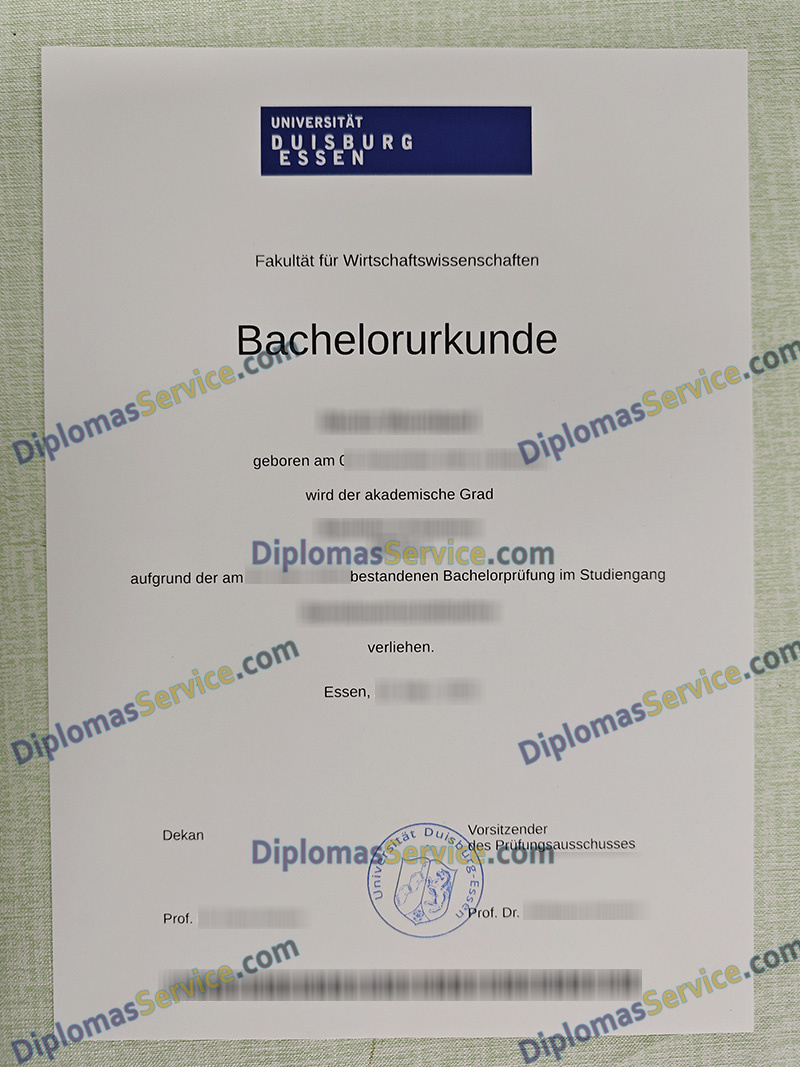 Universität Duisburg-Essen urkunde, Universität Duisburg-Essen degree,