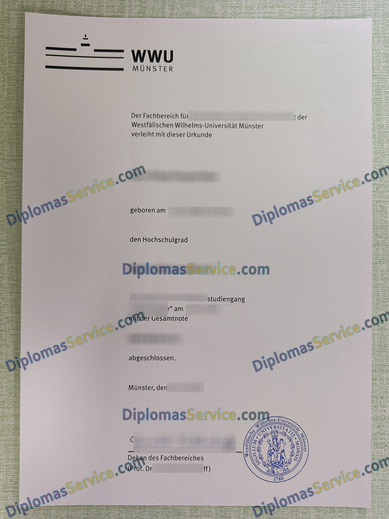 Universität Münster urkunde, WWU Münster degree,