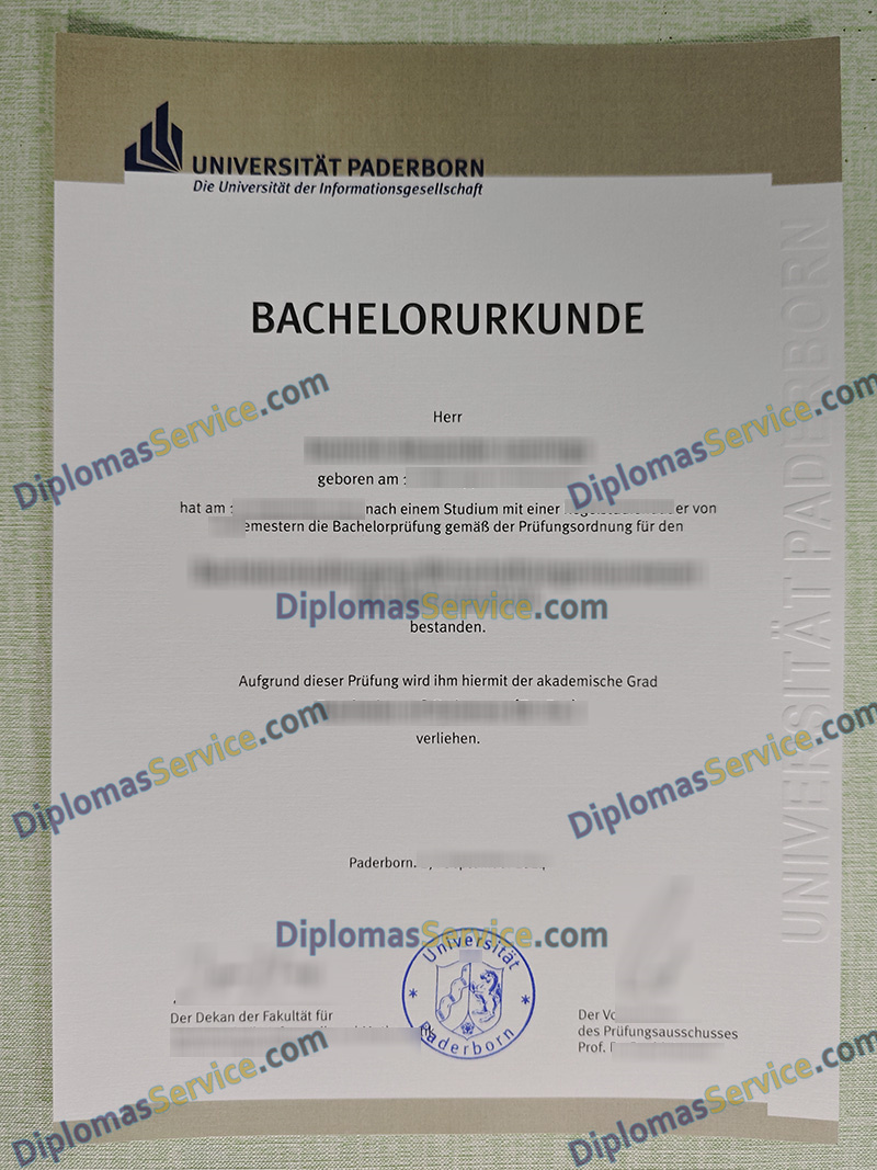 Universität Paderborn urkunde, Universität Paderborn degree,